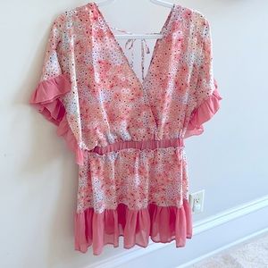 Coral mixed romper